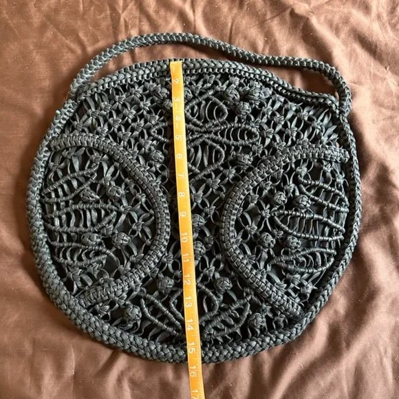 Made On Earth For David & Scotti Black Macramé Bag Purse - Picture 8 of 8